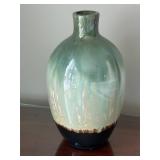 LL - Seafoam Glazed Ceramic Vase - 13 in Tall - Dark Base LL - Seafoam Glazed Ceramic Vase - 13 in Tall - Dark Base