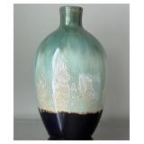 LL - Seafoam Glazed Ceramic Vase - 13 in Tall - Dark Base LL - Seafoam Glazed Ceramic Vase - 13 in Tall - Dark Base
