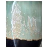 LL - Seafoam Glazed Ceramic Vase - 13 in Tall - Dark Base LL - Seafoam Glazed Ceramic Vase - 13 in Tall - Dark Base
