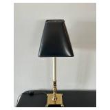LL - Brass Table Lamp 23 in Tall - Black Shade & Wood Card Case with Cards LL - Brass Table Lamp 23 in Tall - Black Shade & Wood Card Case with Cards
