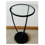 LL - Round Glass Top Side Table - Black Metal Frame LL - Round Glass Top Side Table - Black Metal Frame