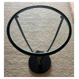 LL - Round Glass Top Side Table - Black Metal Frame LL - Round Glass Top Side Table - Black Metal Frame