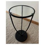 LL - Round Glass Top Side Table - Black Metal Frame LL - Round Glass Top Side Table - Black Metal Frame
