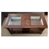LL - Dark Wood Coffee Table with Glass Inlays LL - Dark Wood Coffee Table with Glass Inlays