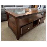 LL - Dark Wood Coffee Table with Glass Inlays LL - Dark Wood Coffee Table with Glass Inlays