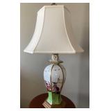 Vintage Chinese Hand-Painted Porcelain Table Lamp with Birds and Figures Vintage Chinese Hand-Painted Porcelain Table Lamp with Birds and Figures