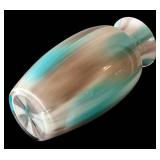 Art Glass Style Vase - Teal Turquoise & Beige Swirl Art Glass Style Vase - Teal Turquoise & Beige Swirl