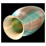 Art Glass Style Vase - Teal Turquoise & Beige Swirl Art Glass Style Vase - Teal Turquoise & Beige Swirl