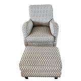 Sam Moore Upholstered Chair & Ottoman - Patterned Grey Loop Fabric Sam Moore Upholstered Chair & Ottoman - Patterned Grey Loop Fabric
