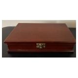 Wood Desk Box Poker Set with Cards & Pen - Marble Ashtray, Planter with Faux Greens & Leather Coasters Wood Desk Box Poker Set with Cards & Pen - Marble Ashtray, Planter with Faux Greens & Leather Coasters