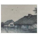 O - Framed Landscape Print - Village with Thatched Roofs O - Framed Landscape Print - Village with Thatched Roofs