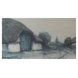 O - Framed Landscape Print - Village with Thatched Roofs O - Framed Landscape Print - Village with Thatched Roofs