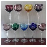 DR - Nine Vintage Bohemian Crystal Goblets DR - Nine Vintage Bohemian Crystal Goblets