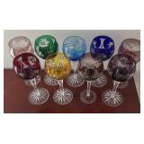 DR - Nine Vintage Bohemian Crystal Goblets DR - Nine Vintage Bohemian Crystal Goblets