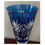 DR - Vintage Bohemian Blue Cut-To-Clear Crystal Vase DR - Vintage Bohemian Blue Cut-To-Clear Crystal Vase