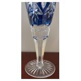 DR - Vintage Bohemian Blue Cut-To-Clear Crystal Vase DR - Vintage Bohemian Blue Cut-To-Clear Crystal Vase