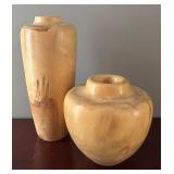 DR - Two Artisan Wooden Vases (Lot of 2) Signed DR - Two Artisan Wooden Vases (Lot of 2) Signed