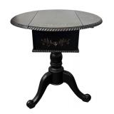 Drop-Leaf Table - Vintage Black with Gold Floral Motifs