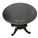 Drop-Leaf Table - Vintage Black with Gold Floral Motifs