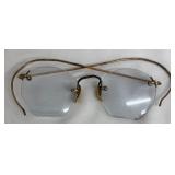 Antique Hexagonal Lenses with Gold Tone Wire Frame