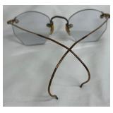 Antique Hexagonal Lenses with Gold Tone Wire Frame