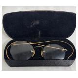 Antique Hexagonal Lenses with Gold Tone Wire Frame