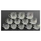 Elegant Crystal Diamond-Cut Punch Bowl with 12 Cups