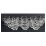 Elegant Crystal Diamond-Cut Punch Bowl with 12 Cups
