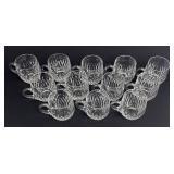 Elegant Crystal Diamond-Cut Punch Bowl with 12 Cups