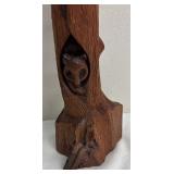 Hand Sculpted Wooden Owl Sculpture on Tree by JDC