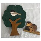 Hand Carved Wooden Puzzle Set - Tree Puzzle & Beaver-on-Log