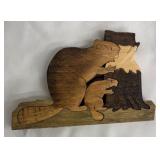Hand Carved Wooden Puzzle Set - Tree Puzzle & Beaver-on-Log