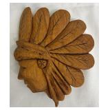 Hand-Carved Native American Chief Head Reliefs - Set of 3 Wall Decor