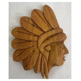 Hand-Carved Native American Chief Head Reliefs - Set of 3 Wall Decor