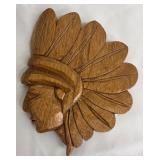 Hand-Carved Native American Chief Head Reliefs - Set of 3 Wall Decor