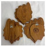 Hand-Carved Native American Chief Head Reliefs - Set of 3 Wall Decor