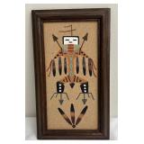 Sand Art - Native American Big Thunder Framed, Metal Cactus Figurine and Wooden Cactus