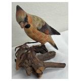 Hand Carved Wooden Bird Figurines - 2-piece Set on Driftwood