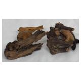 Hand Carved Wooden Bird Figurines - 2-piece Set on Driftwood