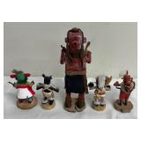 Set of 5 Hopi Kachina Dolls - Hand-Carved Wood