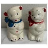 Vintage Salt & Pepper Shaker Set - 4-Piece: Two Red Guitarists & Two White Bears