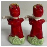Vintage Salt & Pepper Shaker Set - 4-Piece: Two Red Guitarists & Two White Bears