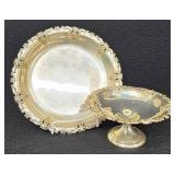 Vintage Wallace Sterling Grande Baroque 4413 Plate & Compote