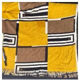 Geometric Textile Wall Hanging - Mustard Yellow, Brown, Black & White