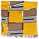 Geometric Textile Wall Hanging - Mustard Yellow, Brown, Black & White
