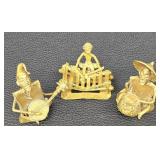 MP - Three Vintage Miniature Brass Musician Figurines Set
