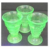 Vintage Uranium Glass Footed Soda Fountain Sundae Glasses