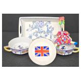 Quimper France Bowls (Pair) - Prince William Plate (England) - Norway Tray - Paris Doll