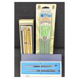Vintage Cross Pen & Pencil Set - Pentel PRS-6 Pen Set- Eagle Greenbacks 6-Pack Pencils