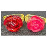 Colorful Crochet Scarf With Turquoise Border & 6 Napkin Rings Set